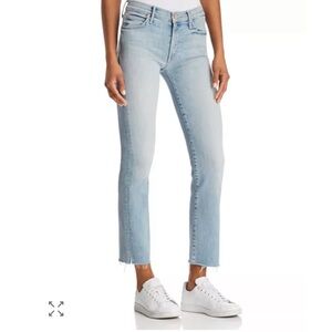 NWT Mother The Rascal Ankle Snippet Jeans Light Wash Fray Raw Hem Crop Size 28